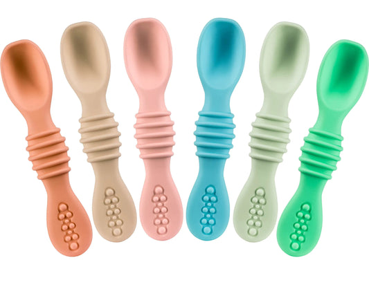 Kindora SoftSip Baby Spoons — Silicone Self-Feeding Utensils (6M+)