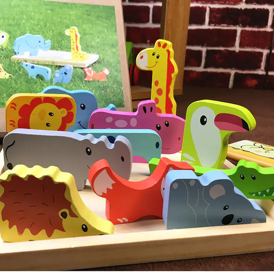 Kindora Wooden Animal Puzzle — 3D Matching Educational Toy