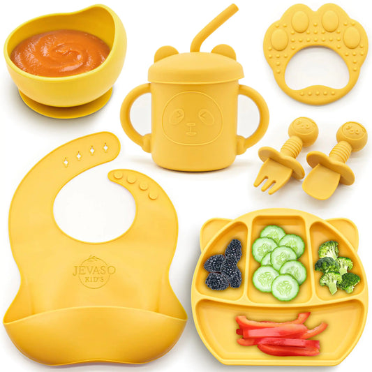 JEVASO™ Silicone Baby Feeding Set – Yellow