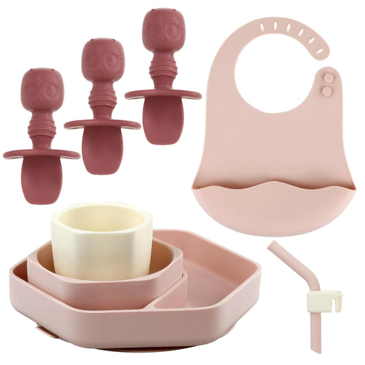 TinyTaster™ Silicone Feeding Set – 8-Piece (Pink)