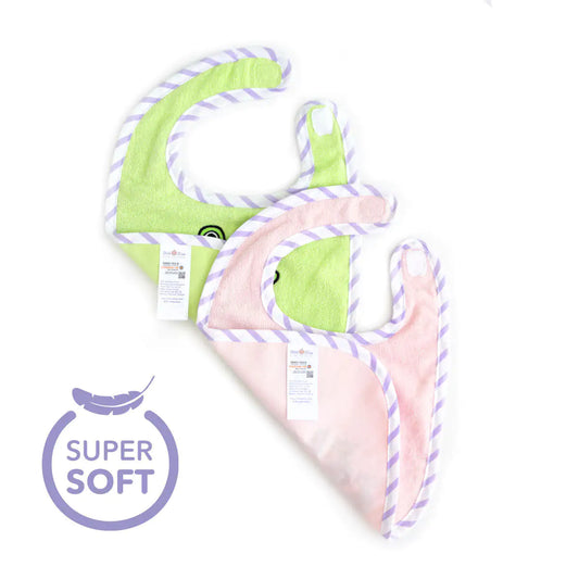 🐸 Towel Baby Bib Set – Sprat Frog & Chinchilla | Ultra-Soft & Absorbent
