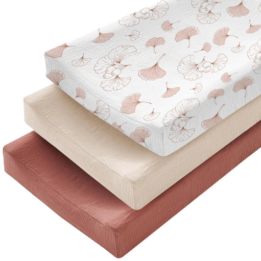 Ducky Days™ 3-Pack Muslin Changing Pad Covers – Neutral Boho Tones