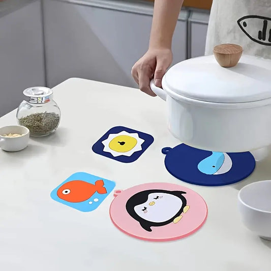 Cartoon Animal Silicone Trivet Set (4pcs, Heat Resistant)