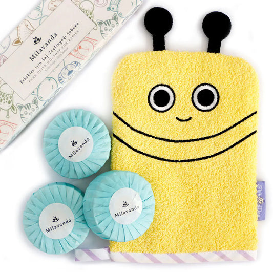 Milavanda + Milk&Moo Buzzy Bee Bath Glove & Soap Set