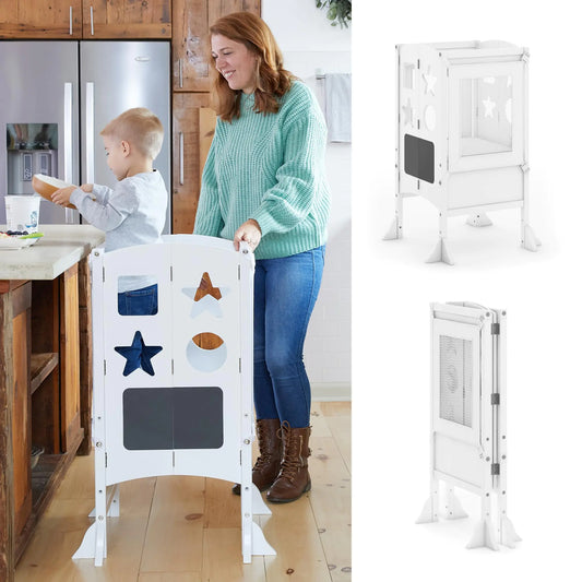 🪜 Guidecraft Classic Kitchen Helper® Stool – White with Chalkboard