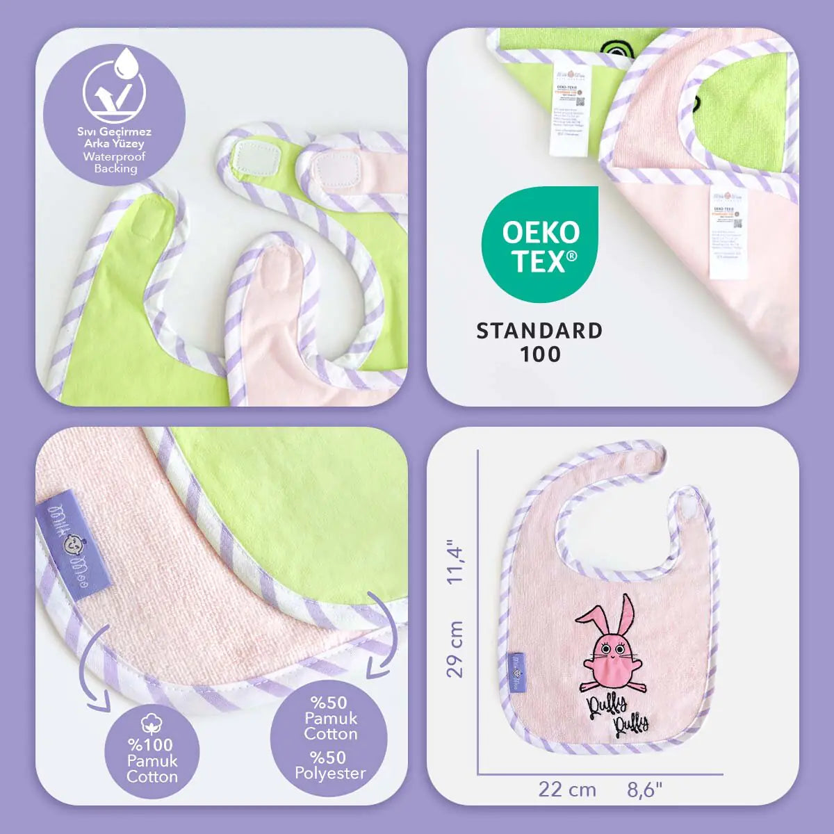 🐸 Towel Baby Bib Set – Sprat Frog & Chinchilla | Ultra-Soft & Absorbent