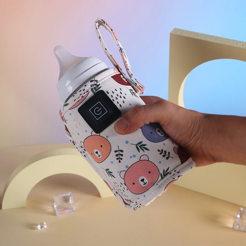 Baby bottle warmer with insulation cover, adjustable temperature, USB heating, suitable for outdoor use