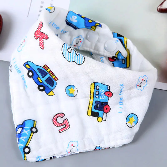 Cartoon Cotton Baby Bib – Soft, Absorbent & Adorably Printed