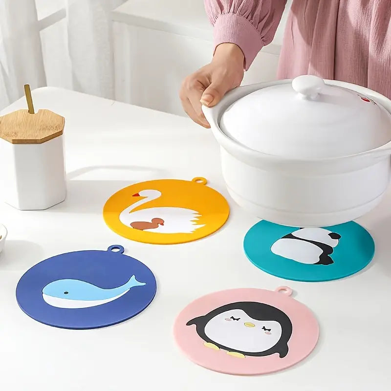 Cartoon Animal Silicone Trivet Set (4pcs, Heat Resistant)