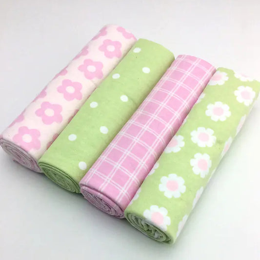 FloraDream™ 4-Piece Baby Cotton Flannel Blanket Set