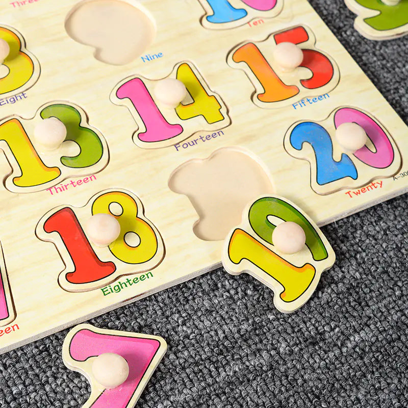 Mushroom Puzzle Board for Kids - Montessori Wooden Toy