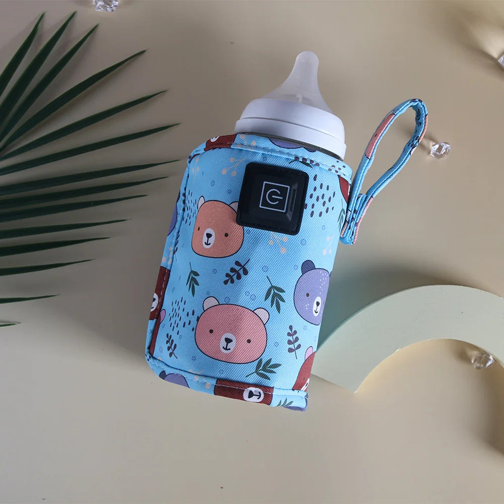 Baby bottle warmer with insulation cover, adjustable temperature, USB heating, suitable for outdoor use