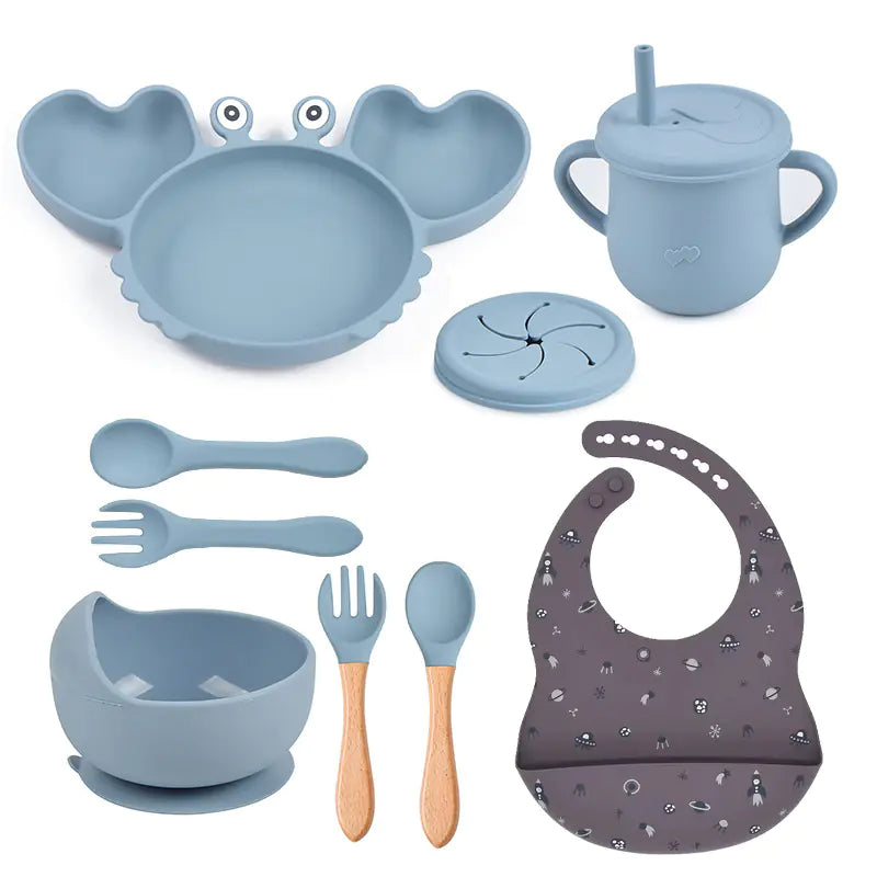 Silicone Crab Feeding Set with Suction Bowl and Spoon