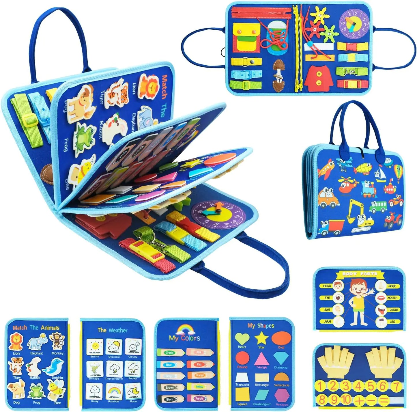 Kindora Felt Busy Board — Montessori Travel Activity Toy
