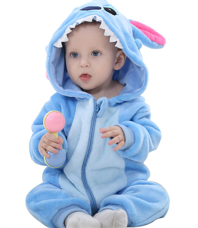 Kindora Animal Romper — Cozy Flannel Baby Jumpsuit