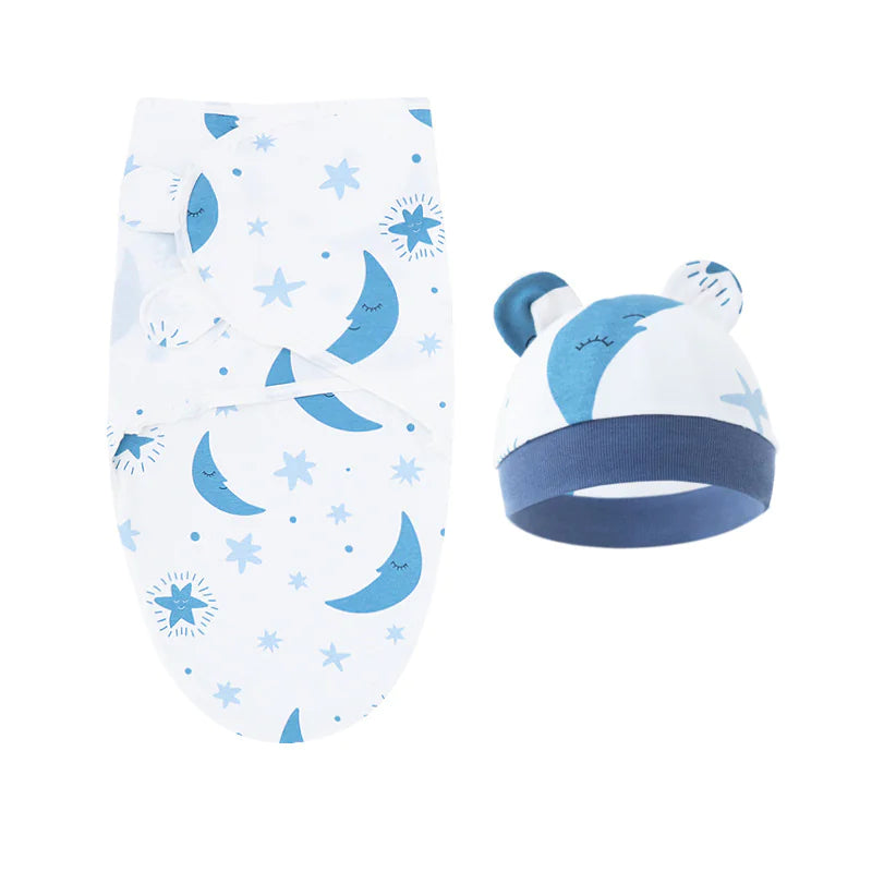 🎀 Newborn Swaddle Wrap with Matching Hat – Soft Cotton Comfort & Cozy Style