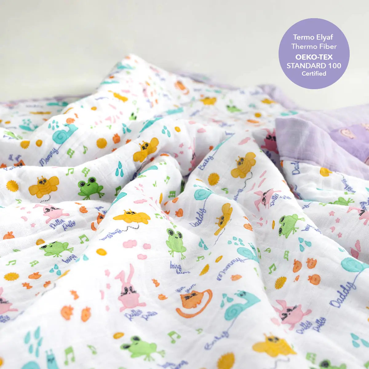 Milk & Moo™ Friends Quilted Muslin Blanket – 4-Layer Soft & Snuggly Comfort