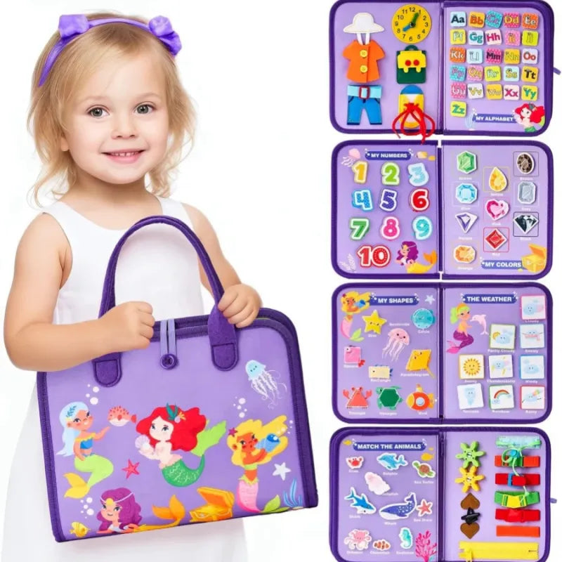 Kindora Montessori Busy Board — Travel Learning Activity Toy