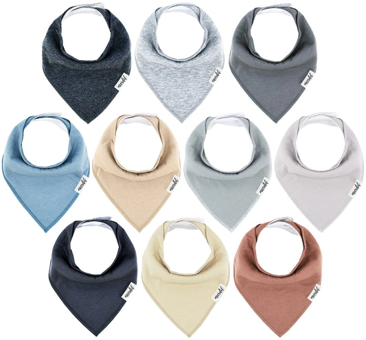 10-Pack Baby Bandana Drool Bibs - Baby Bibs for Boys Girls Unisex Soft Cotton Teething Bandana Bibs