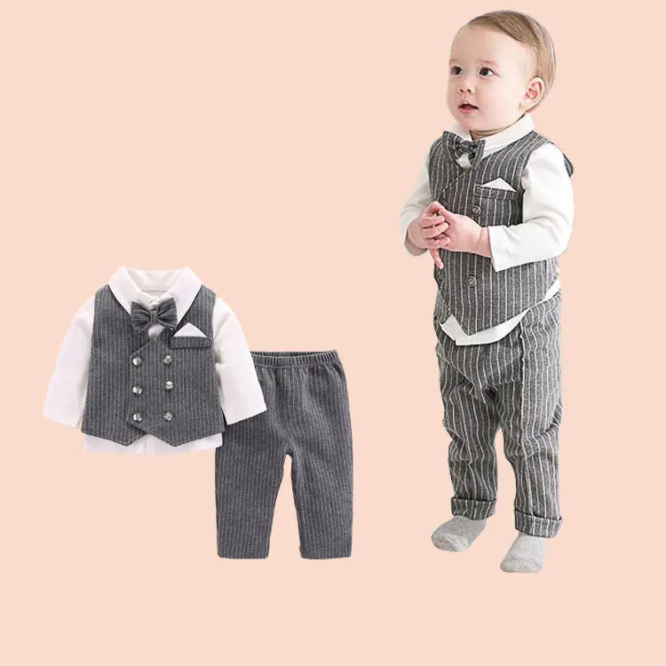 ✨ Baby Gentleman 3-Piece Outfit Set – Shirt, Vest & Pants ✨