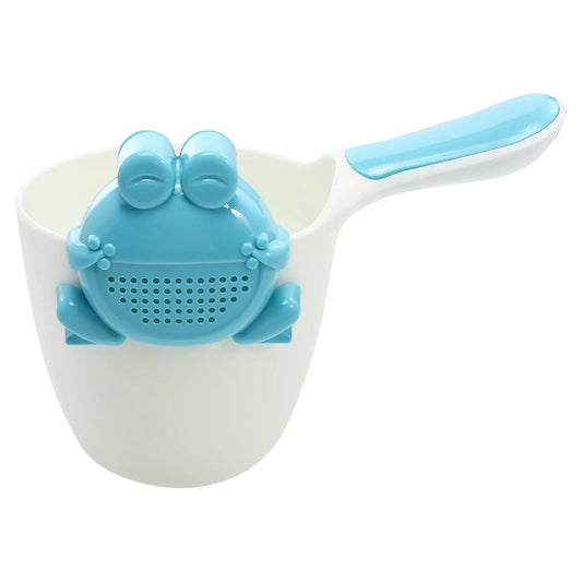 1 Set Dippers Bath Rinse Cup Cute Frog Shampoo Rinser Shower Sprinkler Spoon Bath Waterfall Rinser for Newborn Tub White Blue