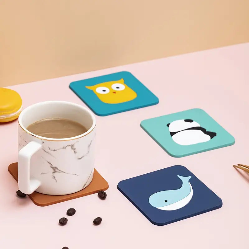 Cartoon Animal Silicone Trivet Set (4pcs, Heat Resistant)