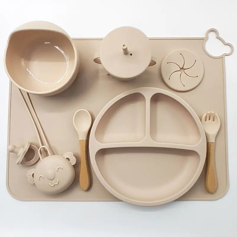 Silicone Baby Feeding Set with Mat and Utensils