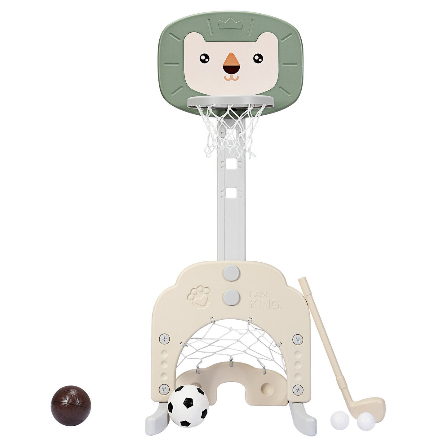 3-in-1 Toddler Sports Set – Basketball, Soccer & Golf with Adjustable Height