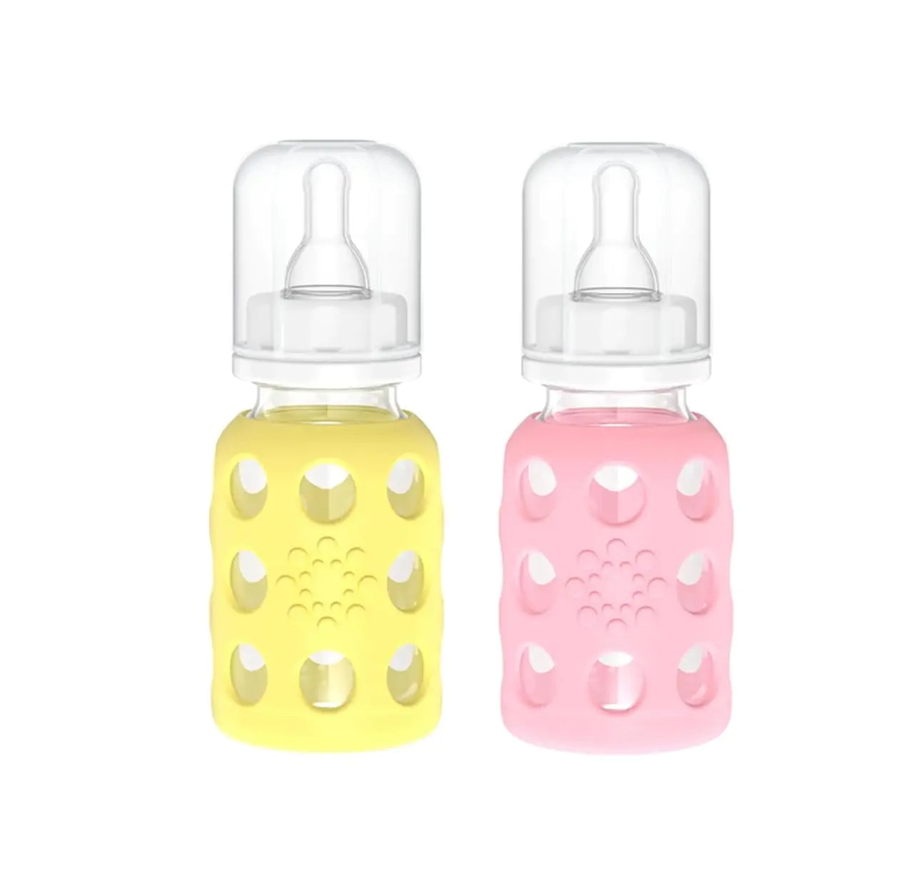 GlassGuard™ Baby Bottle Duo – Pink & Banana, 2-Pack, 4 oz