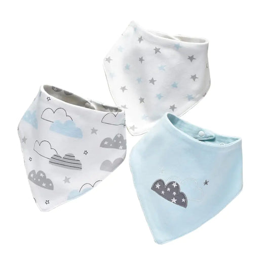 Kindora 3-Piece Cotton Baby Bib Set – Fun & Absorbent Bandana Style