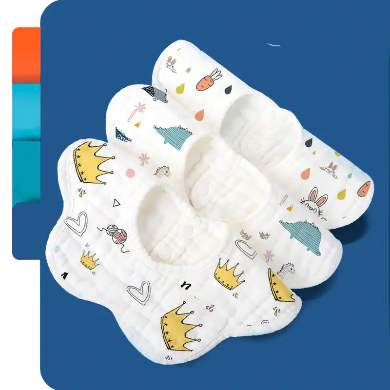 Rotating Flower Waterproof Baby Bibs and Feeding Scarf