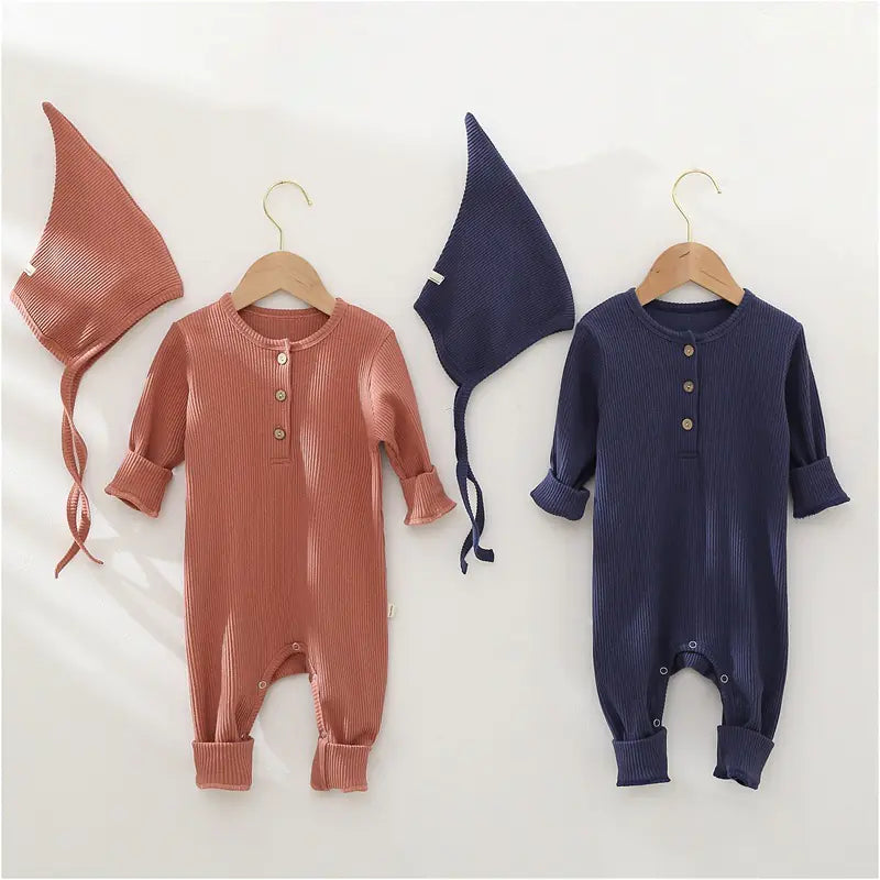 Kindora Autumn Baby Onesie — Cozy Solid Color Sleepwear