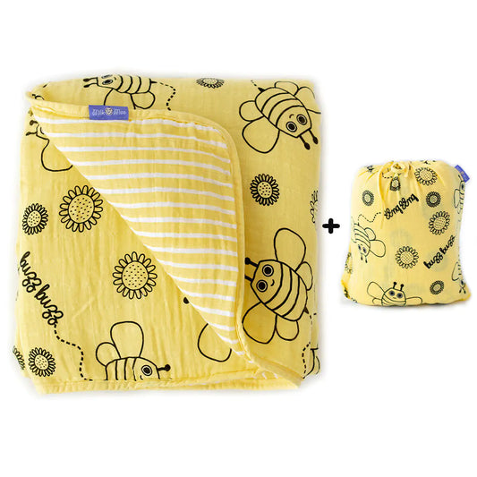 🐝 Buzzy Bee Turkish Cotton Baby Blanket