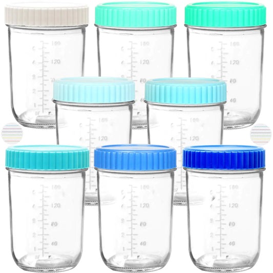 OceanTint Glass Baby Food Storage Jars – 8oz Containers with Leakproof Lids (Set of 8)