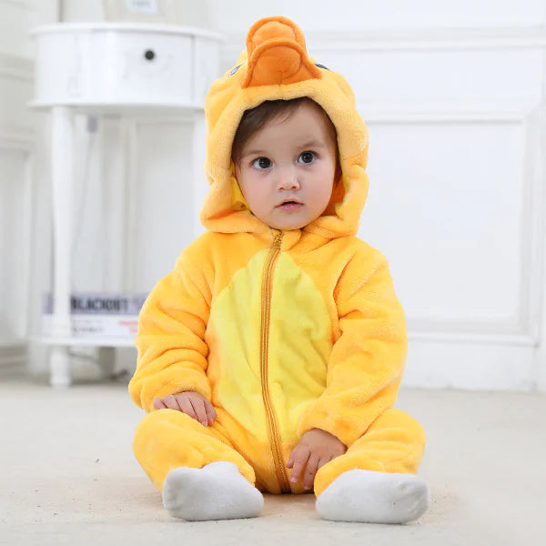 Kindora Animal Romper — Cozy Flannel Baby Jumpsuit