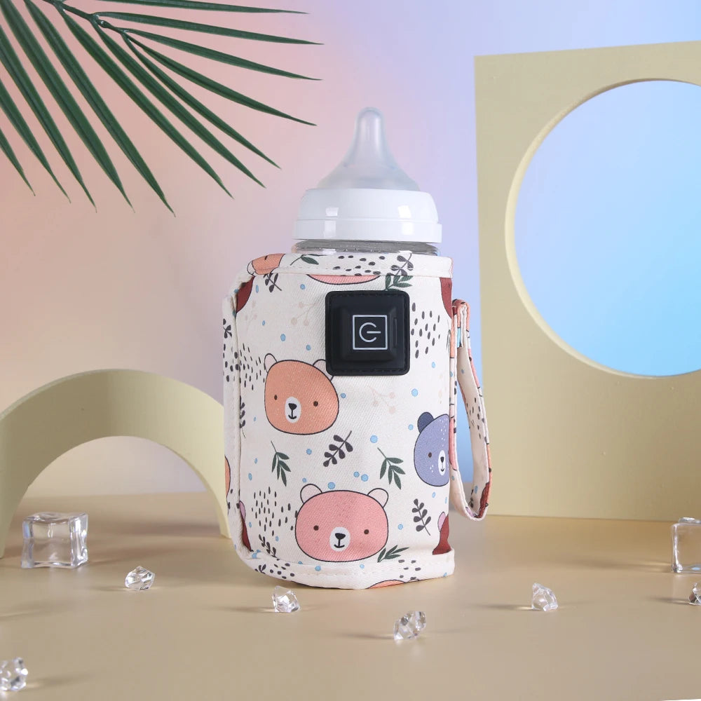Baby bottle warmer with insulation cover, adjustable temperature, USB heating, suitable for outdoor use