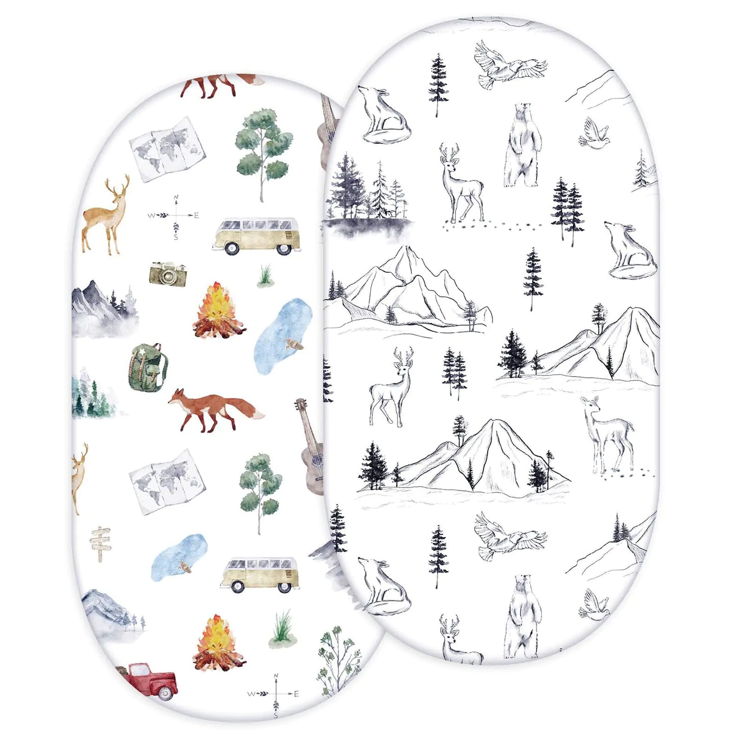 Cozy Elastic Fitted Cradle & Changing Table Sheet – Safari & Floral Prints