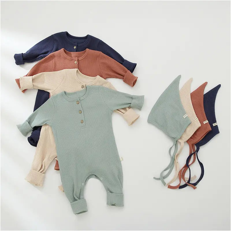 Kindora Autumn Baby Onesie — Cozy Solid Color Sleepwear