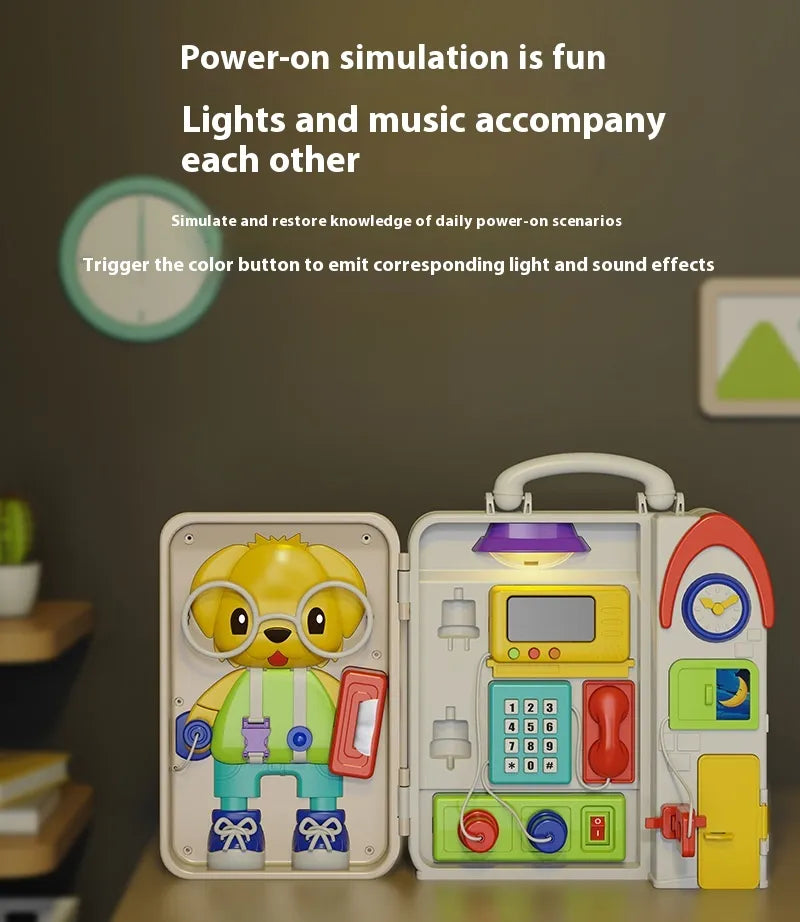 🧩 Montessori Busy Board – Interactive Toddler Learning Toy with Locks, Gears & Shapes