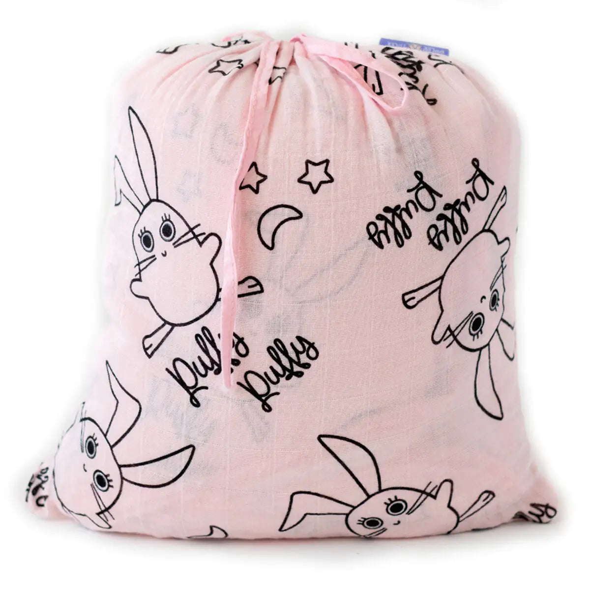 Soft Cotton Bunny Print Swaddle Blanket – Pink (Milk & Moo)