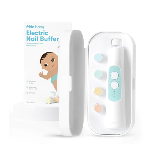 FridaFlex™ Electric Baby Nail Trimmer – Gentle Nail Care Kit with 4 Buffers & LED Case 💅