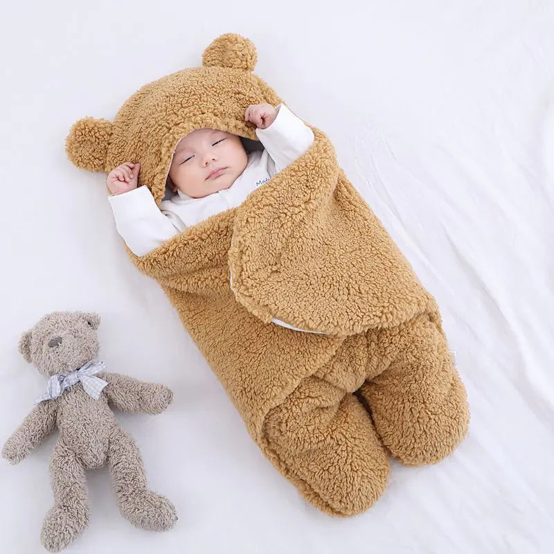 Kindora Winter Baby Swaddle — Thick Plush Wrap for Newborns