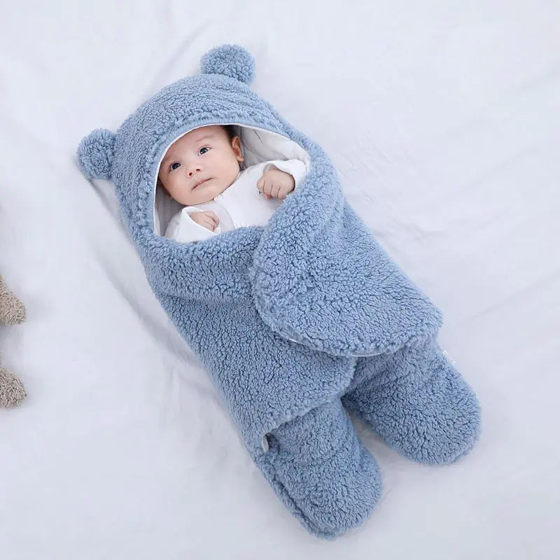 Kindora Winter Baby Swaddle — Thick Plush Wrap for Newborns