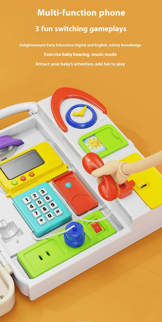 🧩 Montessori Busy Board – Interactive Toddler Learning Toy with Locks, Gears & Shapes