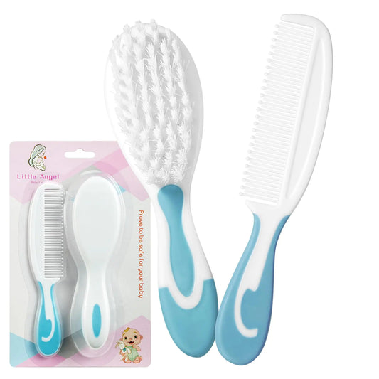 Kindora Gentle Grooming Kit — Baby & Toddler Brush & Comb Set (Blue)