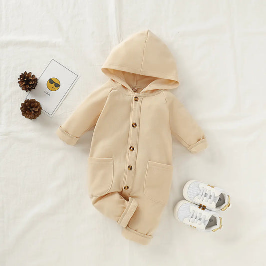 ❄️ Cozy Hooded Onesie – Autumn/Winter Baby Outfit