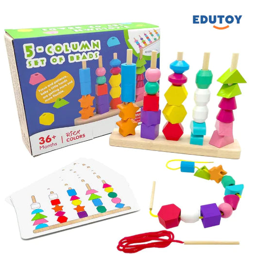 Kindora Montessori Stacker — Wooden Geometric Shapes Learning Toy