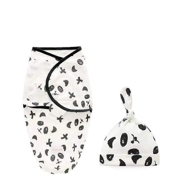 🎀 Newborn Swaddle Wrap with Matching Hat – Soft Cotton Comfort & Cozy Style