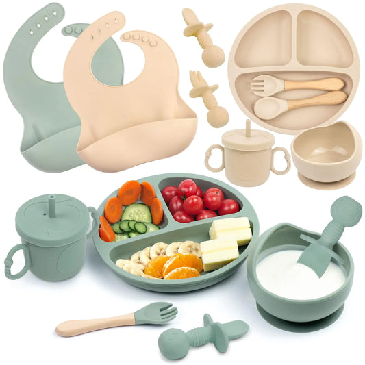 FeastEase™ 18-PC Dining Set – Beige & Olive