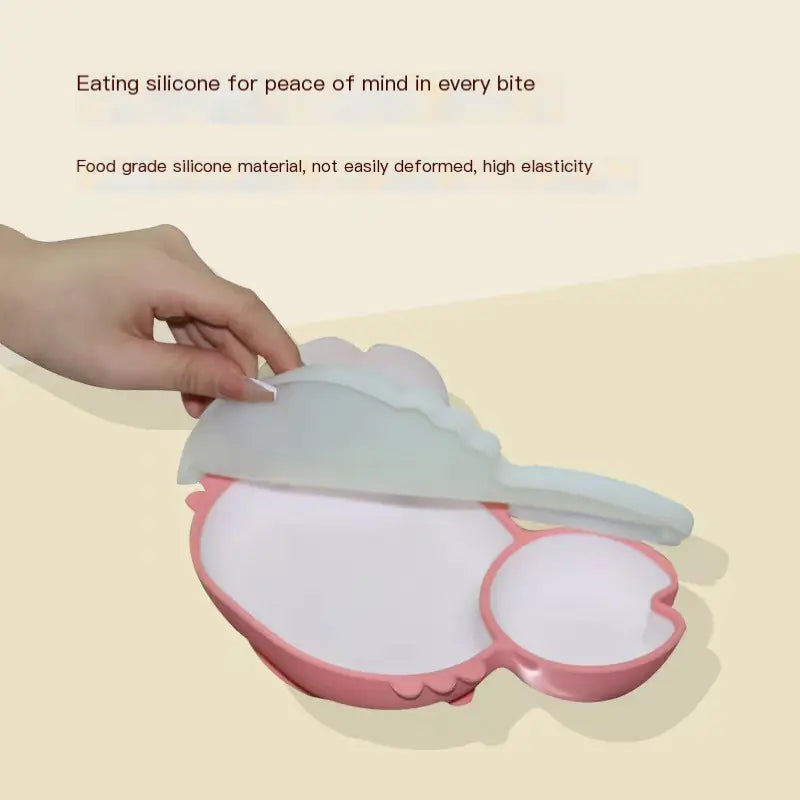 Kindora Silicone Crab Plate Set — Divided Baby Feeding Dish with Utensils